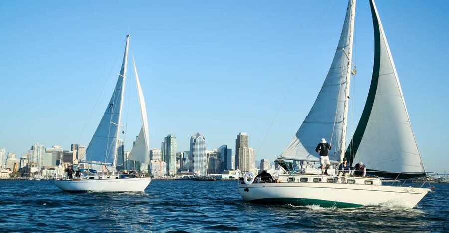 San Diego Bay: Signature 2-Hour Sailing Tour - First views: Harbor Island to downtown skyline power shots