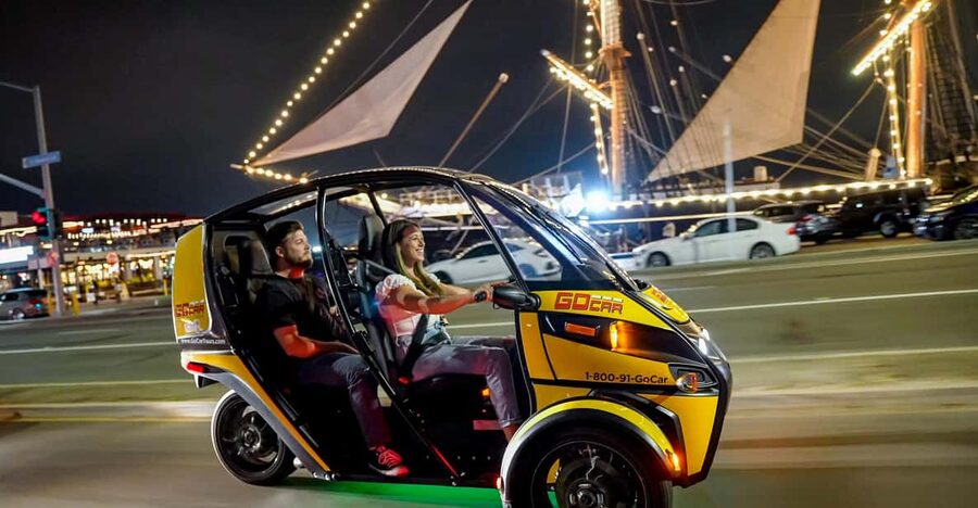 San Diego: Coronado Island Electric GoCar Night Tour - How the GPS self-drive works when it gets dark